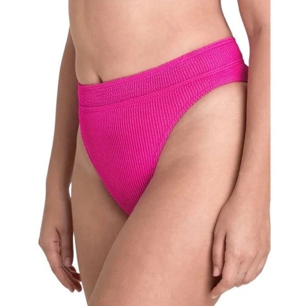 NEW BOND EYE Savannah Smocked Cheeky Bikini Bottoms‎ OS Bright Pink
